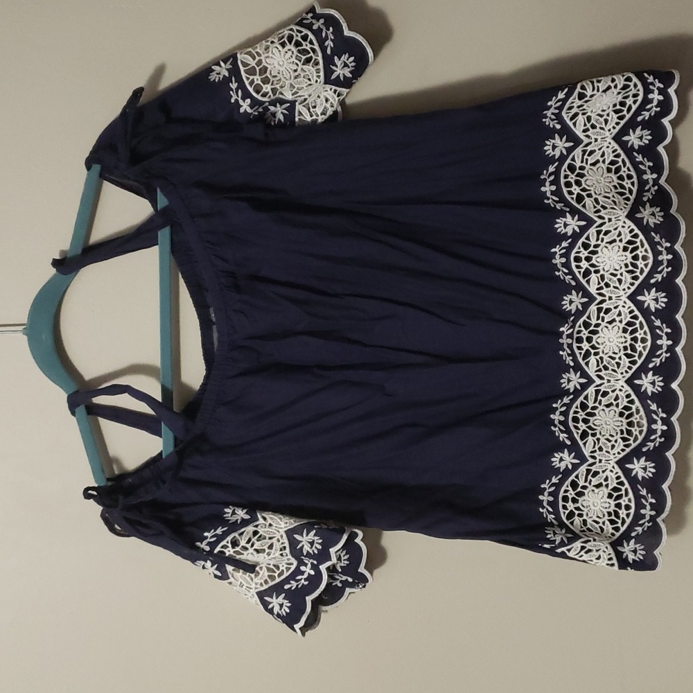 Soho NY&C Navy Lace Blouse